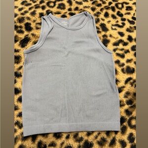 Gray Ribbed Tank Top